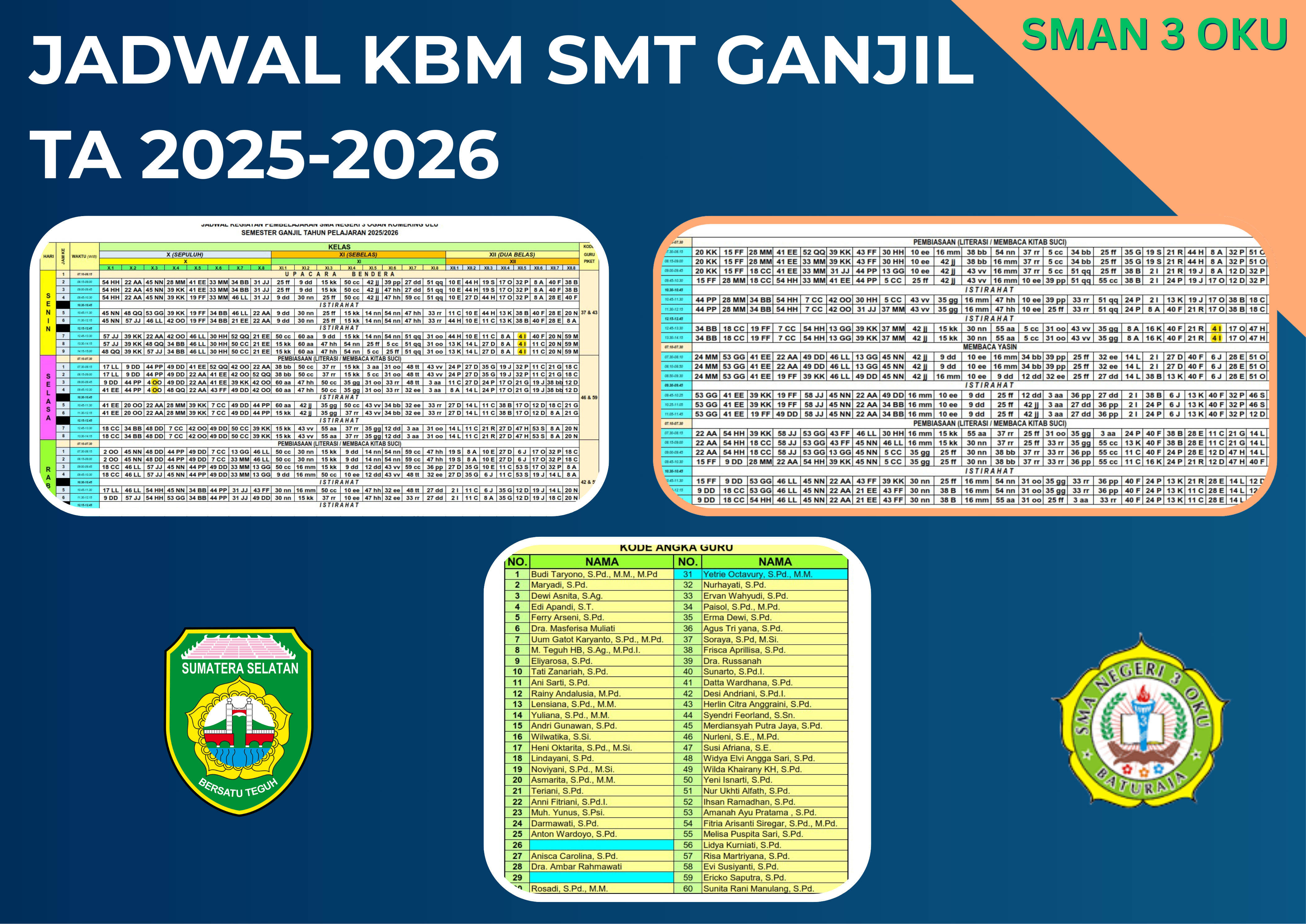 JADWAL MENGAJAR SMAN 3 OKU TA 2025-2026 Semester Ganjil